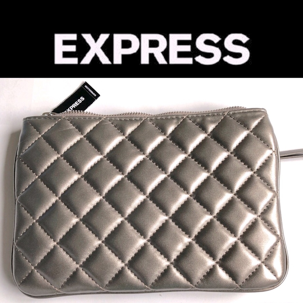 NEW EXPRESS Quilted Wristlet Purse Gold 9” x 6” - Picture 2 of 14